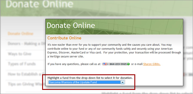 Donate to Sarcoma Warriors of the Upstate Screen Shot